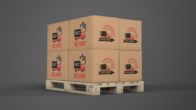 Download Premium Psd Delivery Boxes On Pallet