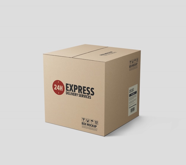 Download Premium PSD | Delivery cardboard box mockup