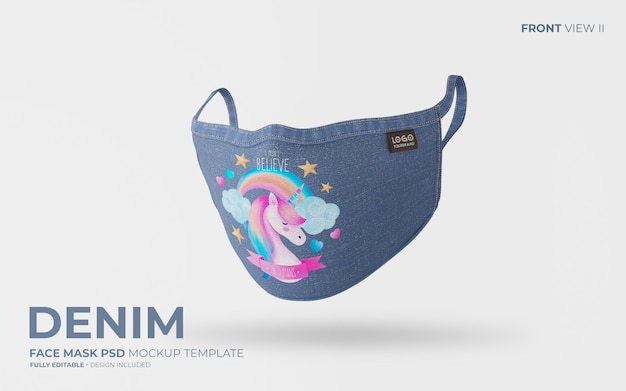 Download Free PSD | Denim face mask mockup with cute design PSD Mockup Templates