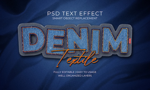 Premium PSD | Denim textile patch text effect