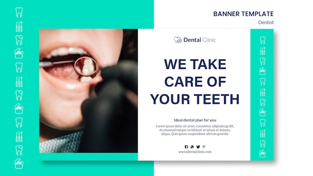 Dentist horizontal  banner  template  style Free PSD  File