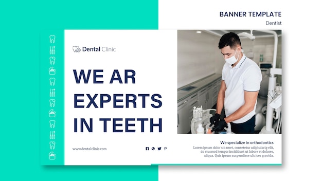 Dentist horizontal  banner  template  Free PSD  File