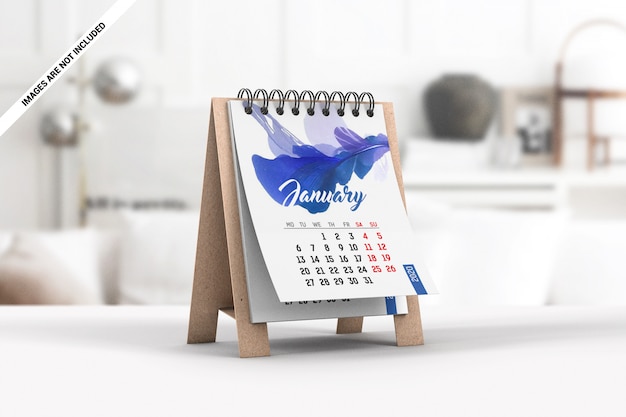 Download Premium Psd Desk Calendar On A Kraft Cardboard Stand Mockup PSD Mockup Templates