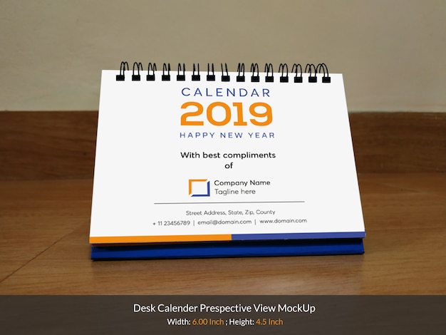 Desk Calendar Realistic Mockup Perspective View Psd File Premium