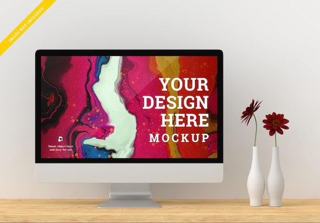 Download Desktop device mockup screen design. template psd ... PSD Mockup Templates