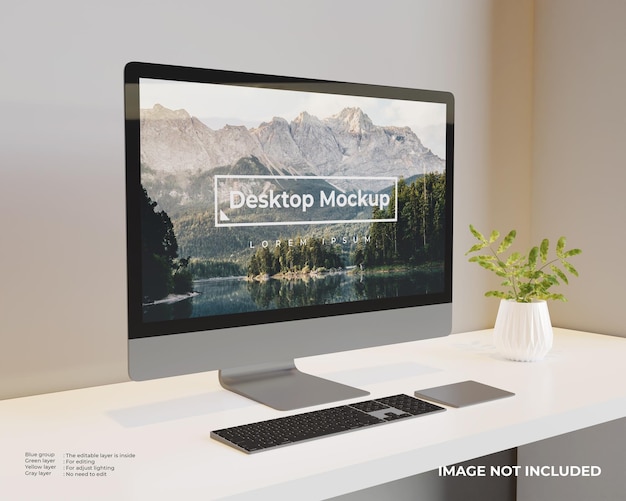 Free Psd Desktop Mockup Left View