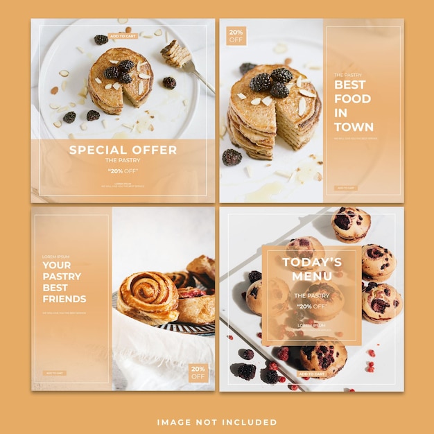 Premium PSD | Dessert food social media post instagram template bundle post