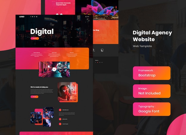 Premium PSD Digital marketing agency website template in dark mode