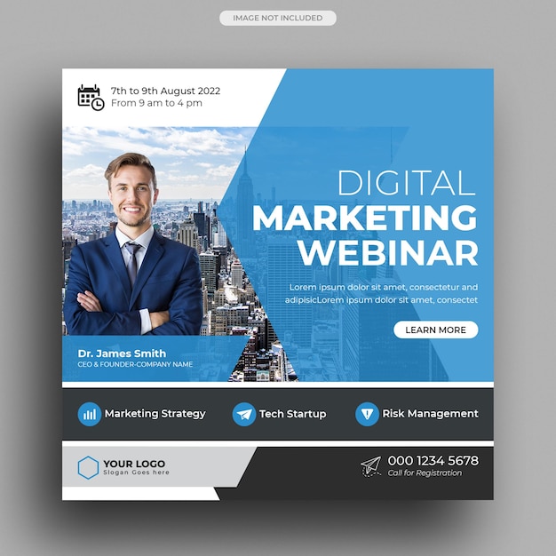 Premium PSD | Digital marketing webinar social media post template