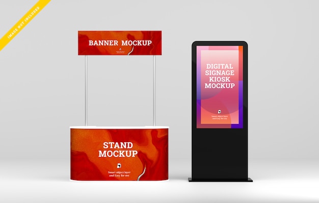 Download Premium PSD | Digital signage led display with booth stand ...