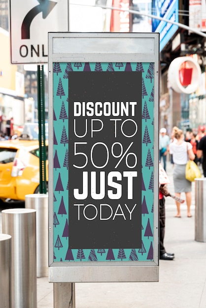 Download Discount billboard mock-up on street | Free PSD File