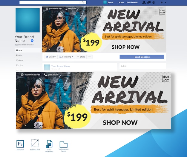 割引オファーファッション販売facebookカバーデザインテンプレート プレミアムpsdファイル