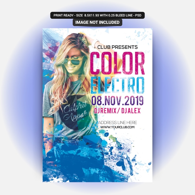 Dj color electro party PSD Template