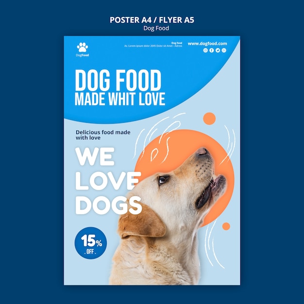 Dog food poster a4 template | Free PSD File