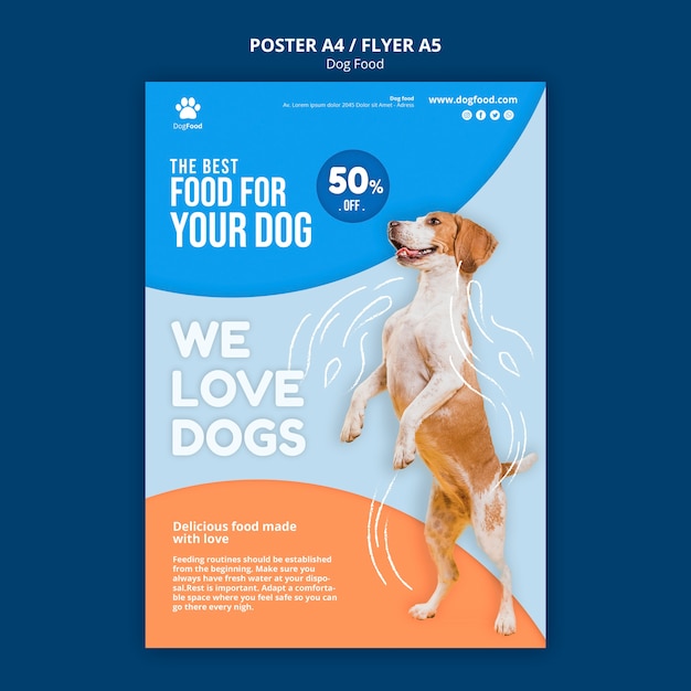 Dog food poster template | Free PSD File