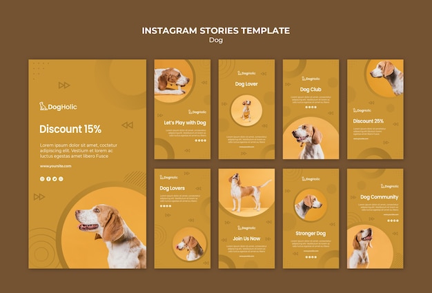 無料のpsdファイル 犬instagramストーリーコレクション