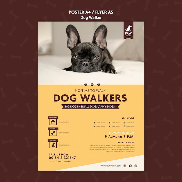 犬の散歩ポスターデザイン 無料のpsdファイル