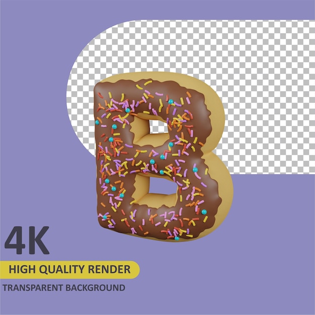 Premium PSD | Donuts Letter B Cartoon Rendering 3d Modeling