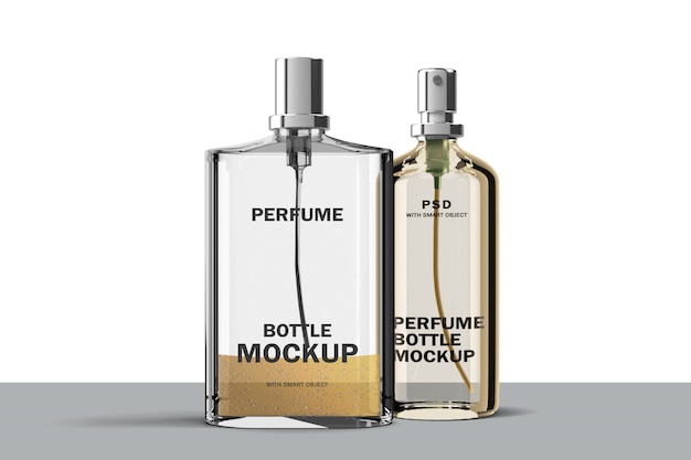 Download Premium Psd Double Perfume Glass Bottles Mockup