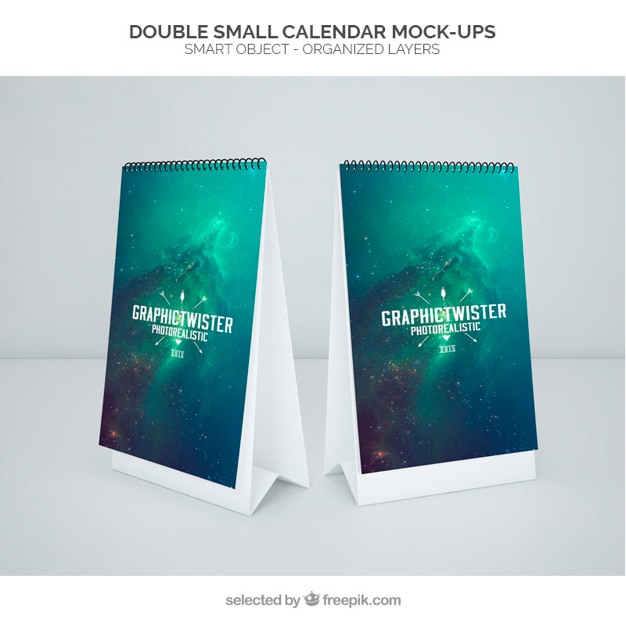 Download Double small calendar mockup PSD file | Free Download