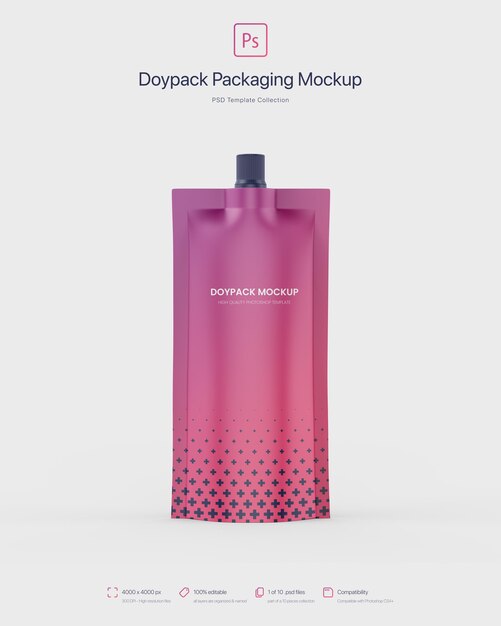 Download Free Psd Doypack Packaging With Top Spout Mockup