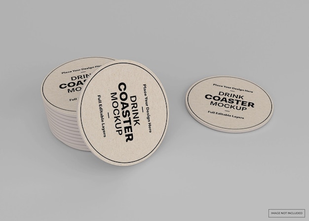 Premium PSD | Drink coaster mockup isolated rendering