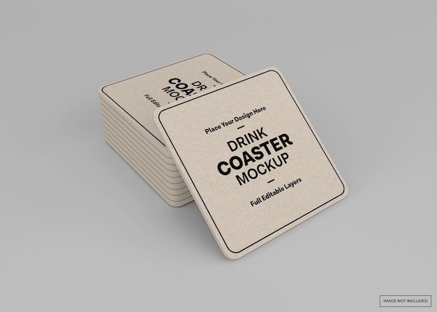 Premium PSD | Drink coaster mockup isolated rendering