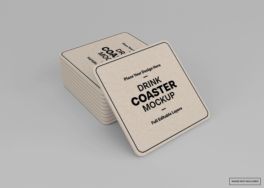 Premium PSD | Drink coaster mockup isolated rendering