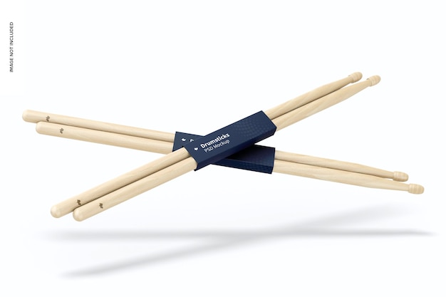 Free PSD | Drumsticks mockup, falling