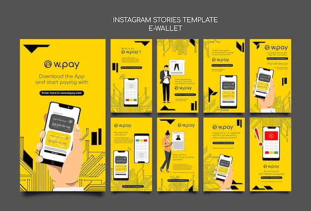 E-wallet instagram stories collection Free Psd