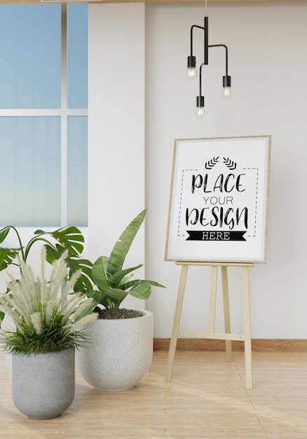 Download Free Psd Easel Mockup In Living Room