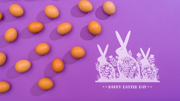 Download Easter day mockup with eggs and bunnies | Free PSD File