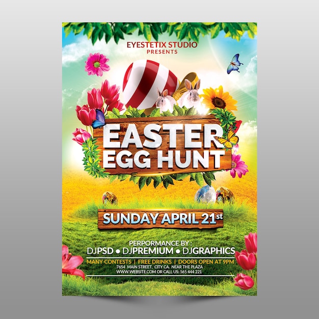 Easter egg hunt Premium Psd