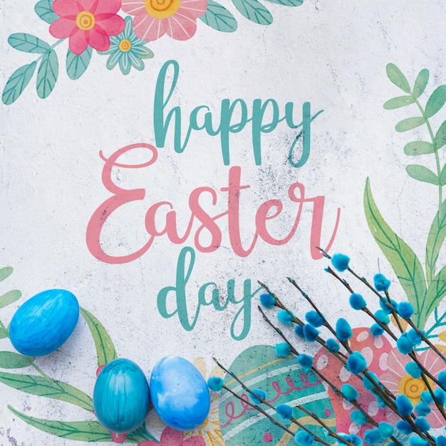 Download Easter mockup with blue eggs | Free PSD File