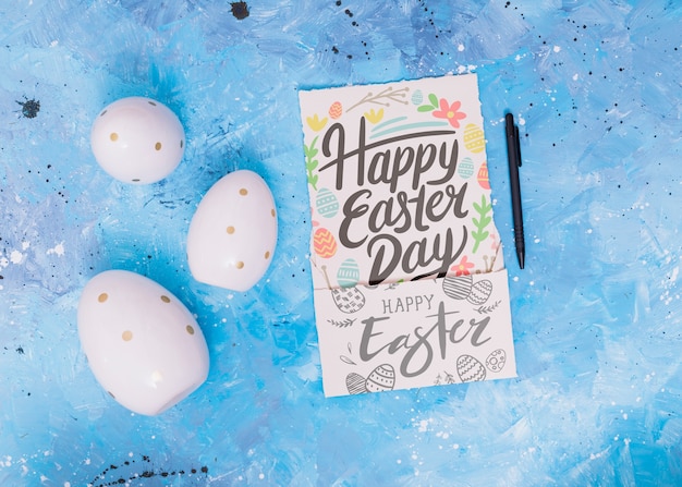 Download Easter mockup with card and chocolate eggs PSD file | Free Download