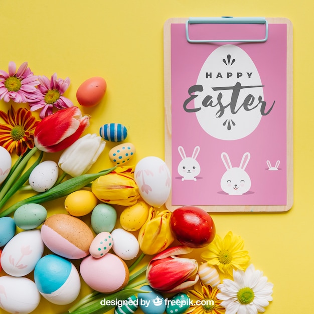 Download Free PSD | Easter mockup with clipboard