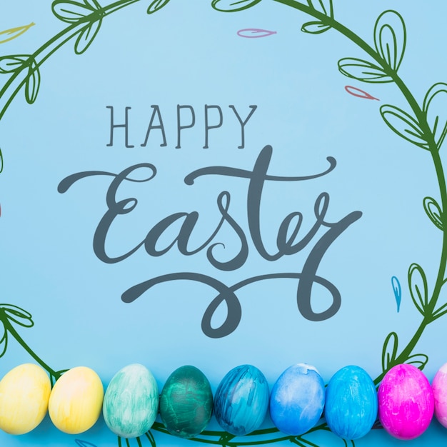 Download Easter mockup with colorful egg line | Free PSD File