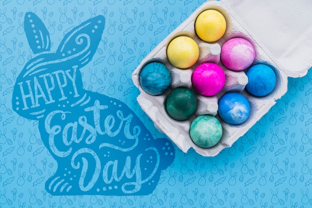 Download Easter mockup with colorful eggs PSD file | Free Download