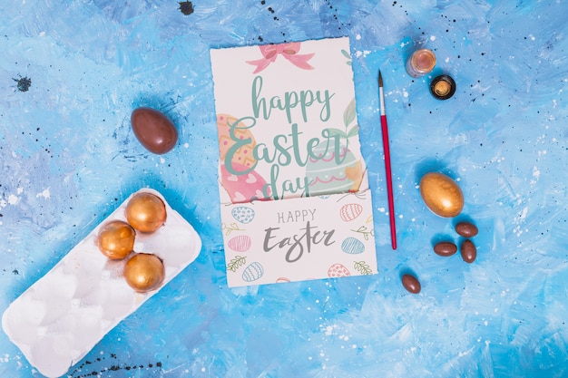 Download Easter mockup with decorated eggs | Free PSD File