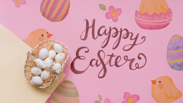 Download Easter mockup with egg basket | Free PSD File