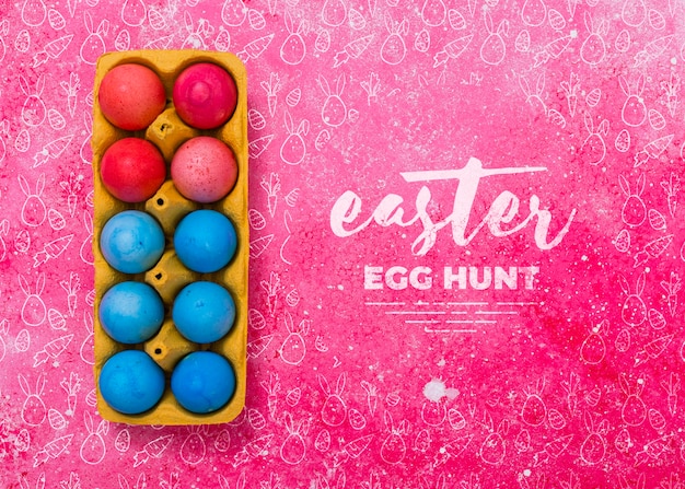 Free PSD | Easter mockup with egg box
