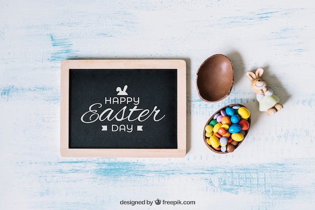 Download Easter mockup with slate and choco egg PSD file | Free ...