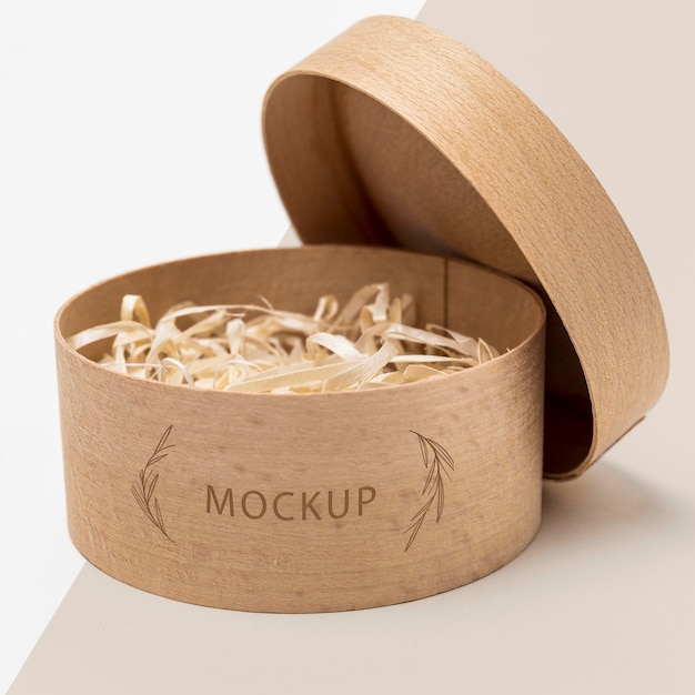 Download Free Psd Eco Friendly Packaging With Shredded Paper Inside Mock Up