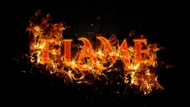 Premium PSD | Editable flame text effect psd template