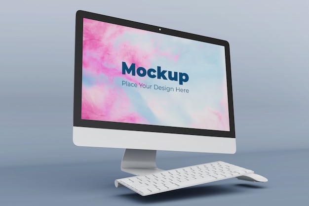 Download Editable floating desktop screen mockup design template | Premium PSD File