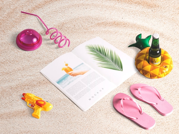 Download Editable isometric magazine mockup with summer elements ...