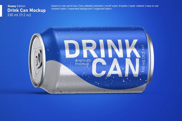 Download Premium Psd Editable Realistic Horizontal Standard Metal Drink Can Mockup