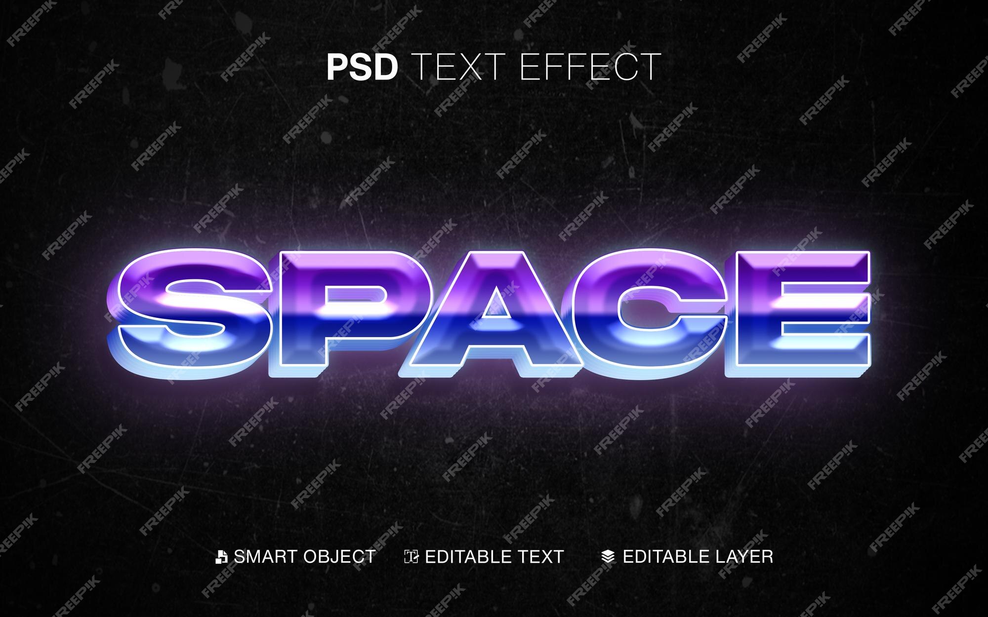 Premium PSD | Editable retro arcade text effect space