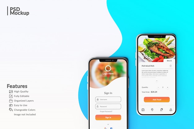 Download Editable smartphone mock ups to display food app concept ...