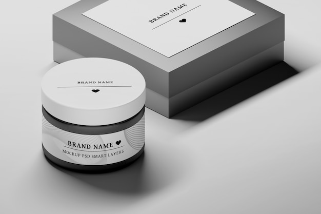 Download Editable stationery psd mockup with cosmetic cream jar and ...